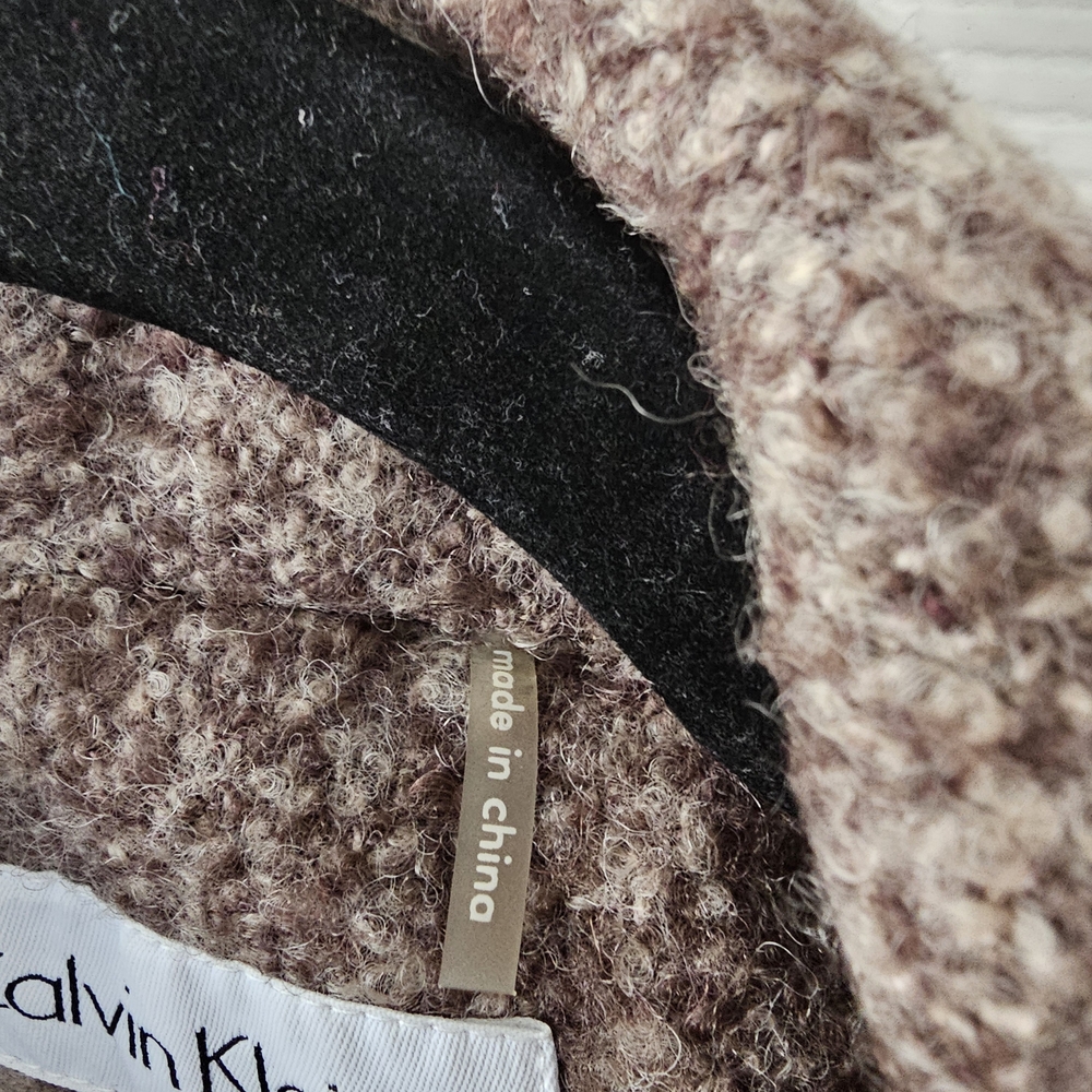 Calvin Klein Sz 2 Women's Brown Speckled Wool Weave Peacoat #97 - Picture 7 of 9